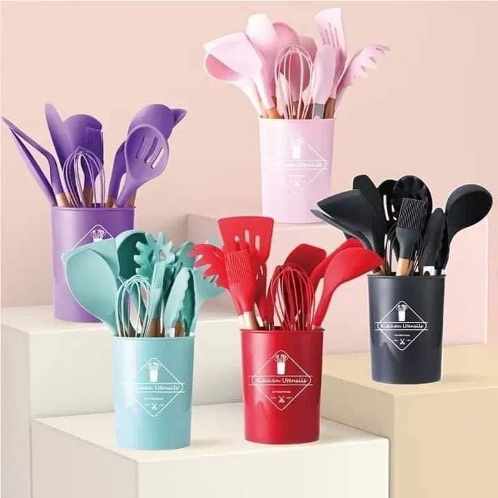 Ustensiles de cuisine en Silicone, spatule pelle cuillère à soupe outil de cuisine 12 pièces