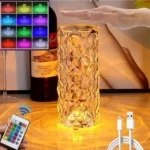 Lampe Rose en cristal, lampe en cristal tactile, changement de couleur, synchronisation musicale, lampe RVB