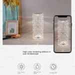 Lampe Rose en cristal, lampe en cristal tactile, changement de couleur, synchronisation musicale, lampe RVB