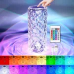 Lampe Rose en cristal, lampe en cristal tactile, changement de couleur, synchronisation musicale, lampe RVB