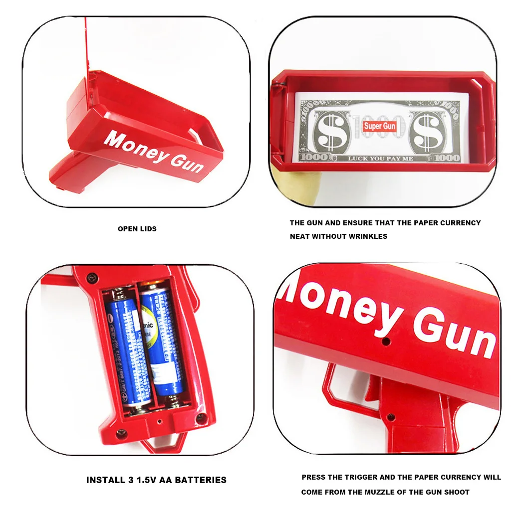 Super Money Gun Shooter Jouets Pistolet À Argent Rouge