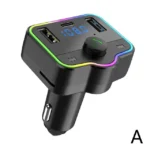 Voiture Bluetooth 5.0 FM Type-C Double USB 3.1A Chargeur Rapide Coloré