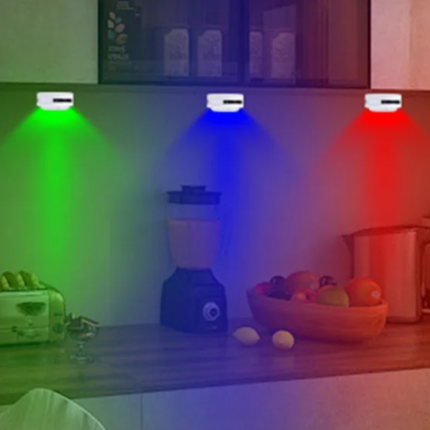 Lumière d'armoire Led couleur RVB, 3 ou 6 pièces, lampe de nuit et télécommande