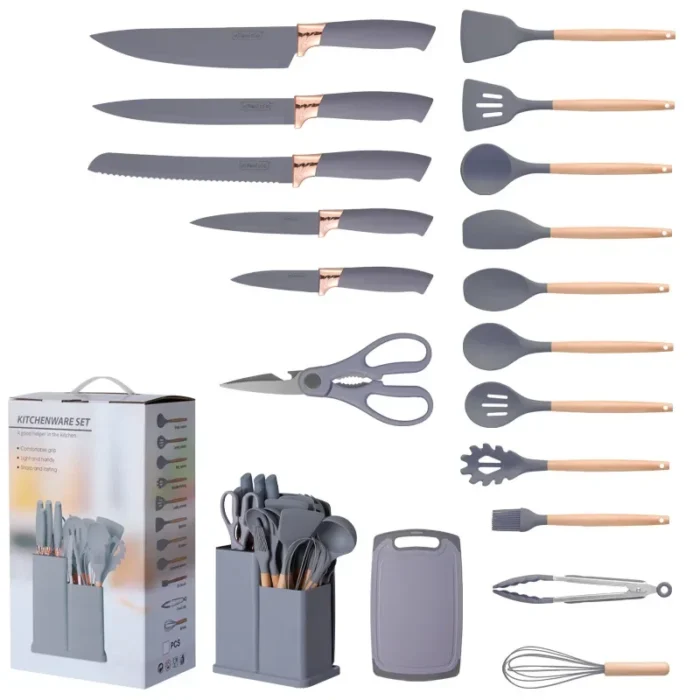 Ensemble d'ustensiles de cuisine en silicone 19 pièces