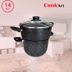 batterie de cuisine 14 pcs noir granite cookart