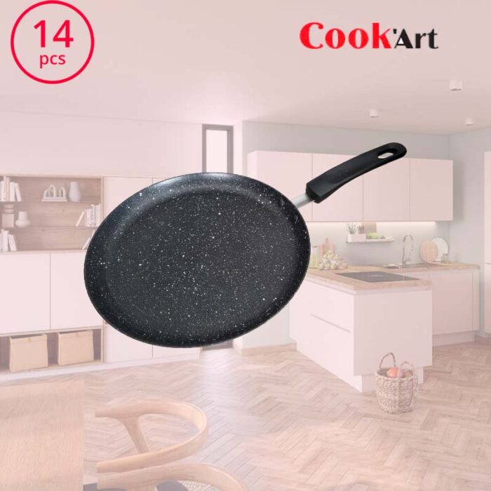 batterie de cuisine 14 pcs noir granite cookart