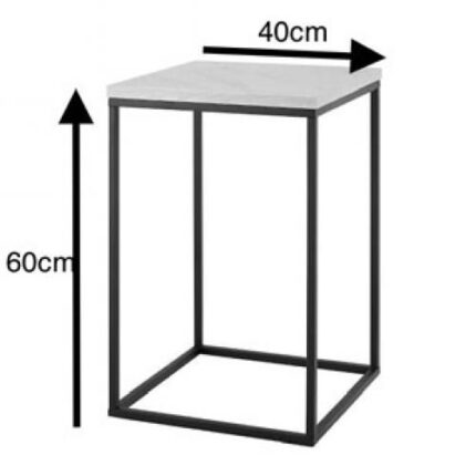 Table d'appoint Carré - bois et métal - Blanc H/L(60cm/40cm)