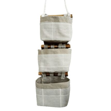 3 panier en tissu suspendu avec bambou CALBANI