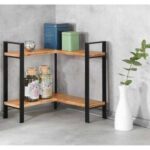 Etagère d'angle-Bois MDF marron-Acier-Noir-H x l x P(33x40x40)cm