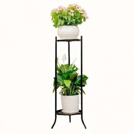 Support pot de fleurs - Acier - Noir - 65x25cm