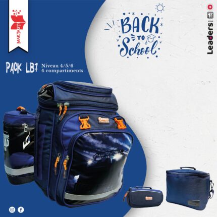 Pack Cartable Leaders Cars bleu